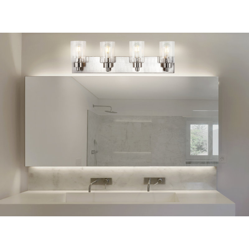 Éclairage de meuble-lavabo contemporain à DEL Sted, Quatre lumières, Nickel
