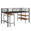 Élégant lit mezzanine simple en métal avec bureau pratique et étagères-114328246