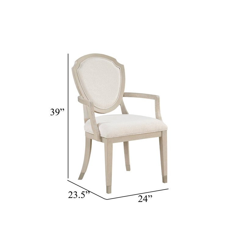 Fauteuil de salle à manger Olto, chenille ivoire, bois de chêne brun clair, pieds trempés