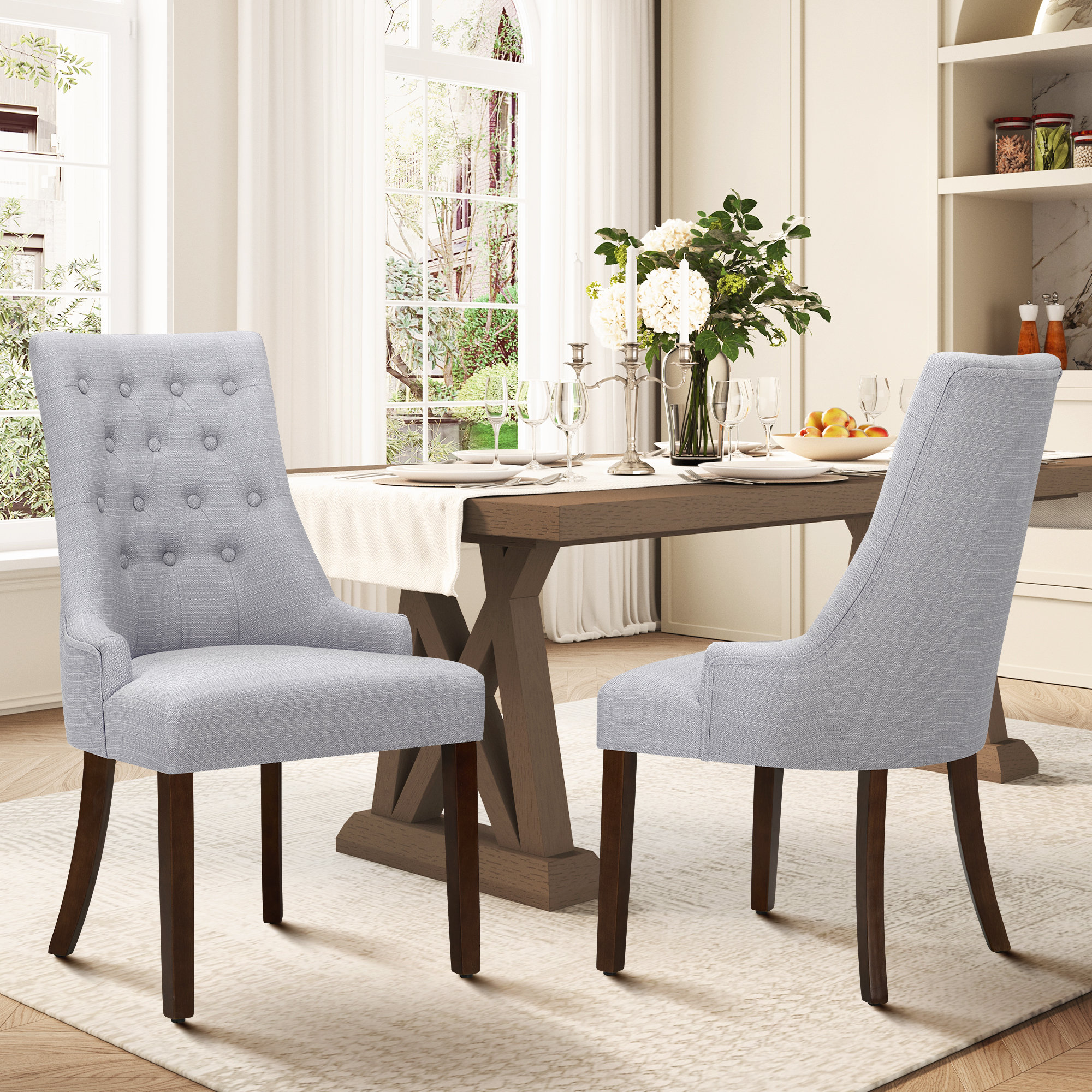 Dining Table Dining Parsons Chairs Transitional Upholstered