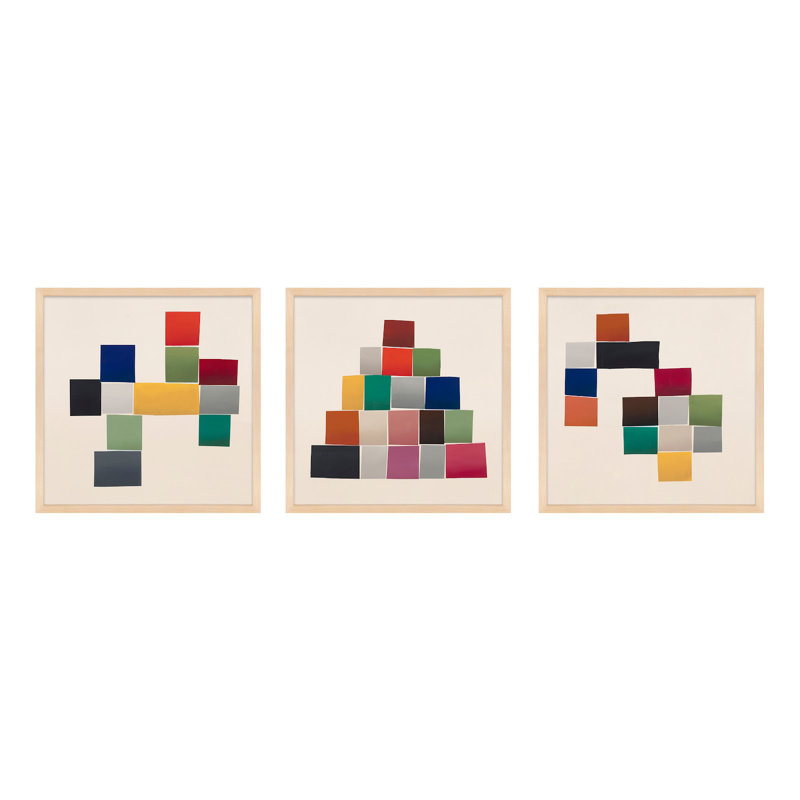 Joyaux. Ensemble de 3 par Lee Lessem - Art mural encadré, Érable encadré, H 36 po x l 36 po x P 1,25 po