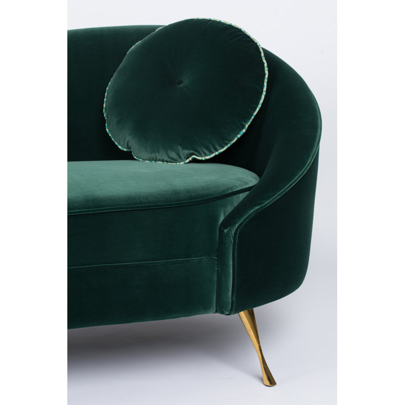 Velvet Loveseat, Green Polyester