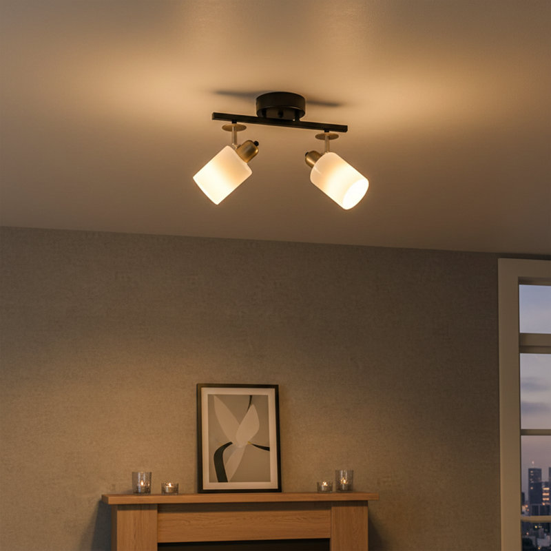 Plafonnier semi-encastré 2 lumières à tête réglable