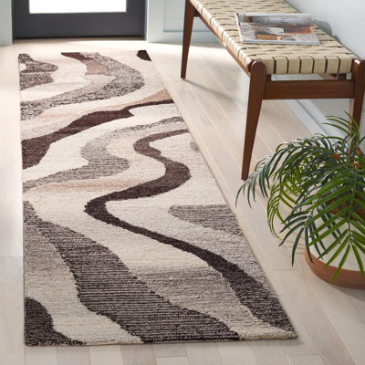 Tapis gris / ivoire en coton touffeté à la main Natajah