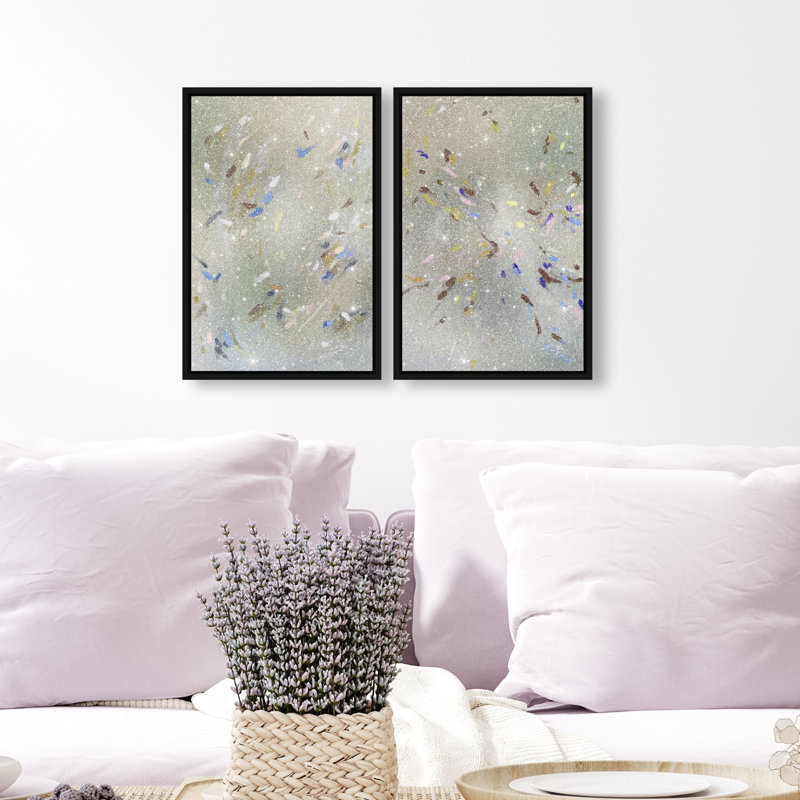 Spontaneous Traces Set Set by Oliver Gal, 32"H x 22"W, Black Floater Frame