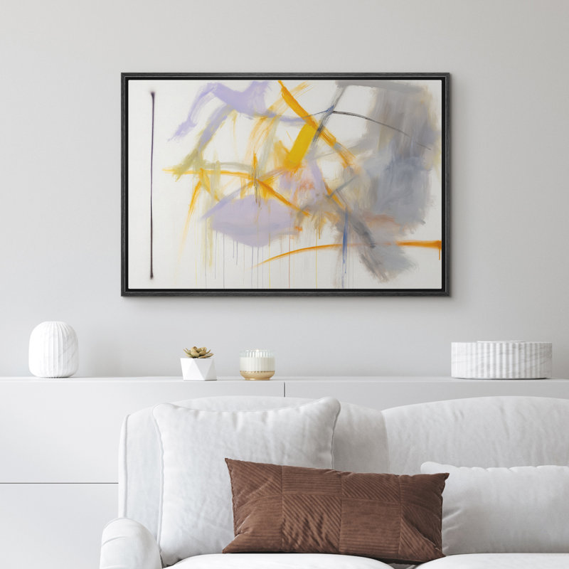 «Neutral Abstract Wall Art», reproduction d'art sur toile encadrée, H 16 po x l 24 po, Noir