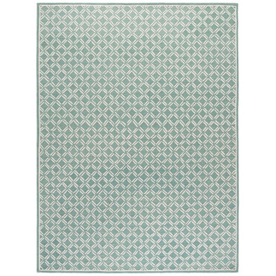 Genre 350 Hand Tufted Wool/Cotton Geometric Rug in Green/Ivory