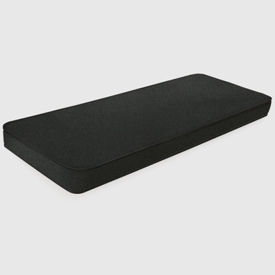 Coussin de banc intérieur/extérieur sur mesure, épaisseur 5 cm, largeur 71 et 76 cm, longueur personnalisable, avec housse Oxford imperméable, mousse haute résilience 75D, dessous antidérapant gris et double passepoil.