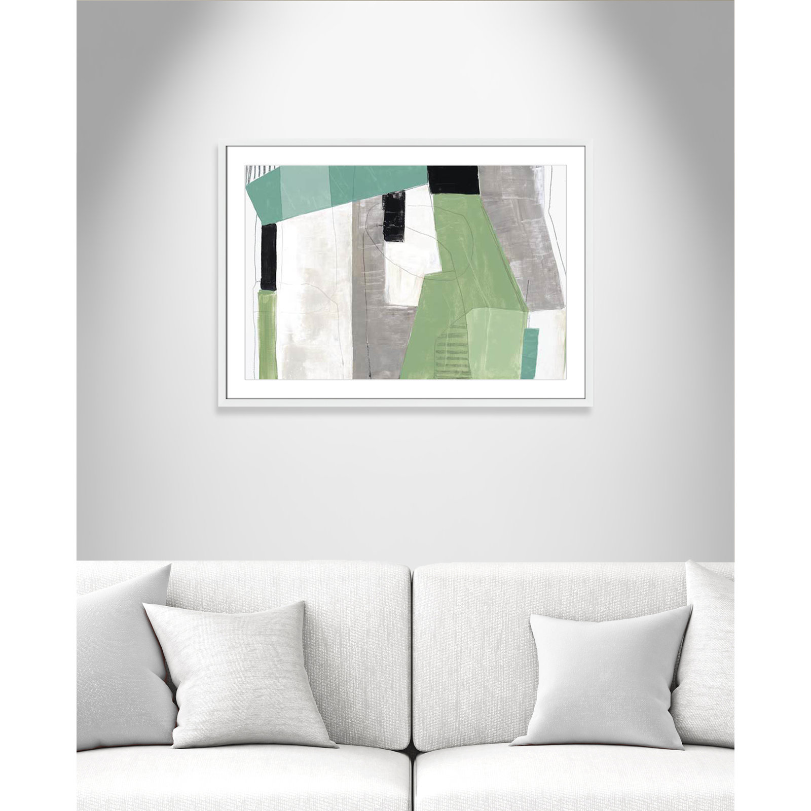 Evergreen Essence Print, 25.5" H x 35.5" W x 1.25" D, White Box Frame - Matted Fine Art Paper Print, White