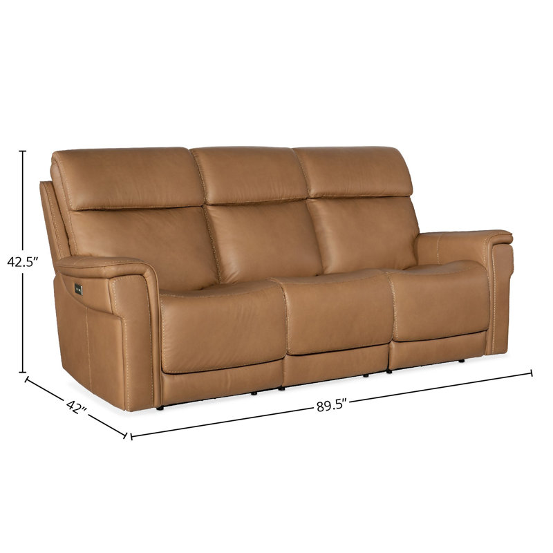 MS Zero Gravity Power Sofa with Power Headrest and Lumbar, Brown Genuine Leather