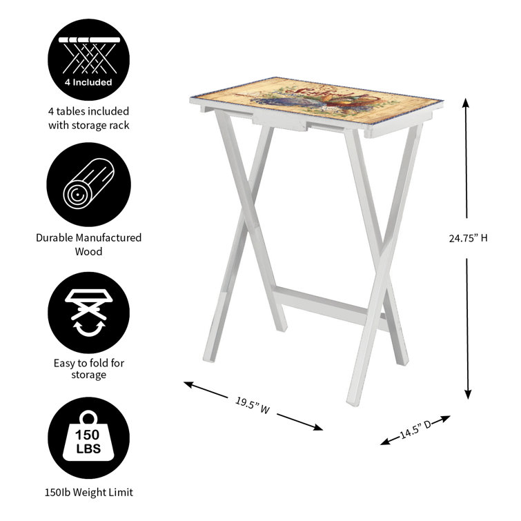 Ally Solid Wood 5 Piece Folding Snack TV Tray Set