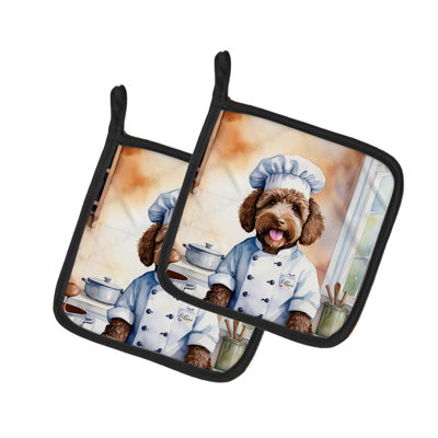 Caroline's Treasures The Dog Chef Polyester Potholder Set