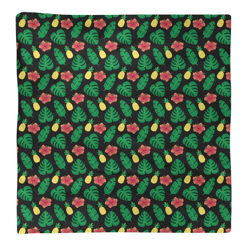 Serviette de coton à motif tropical, Noir, H 0,1 po x l 22 po x P 22 po, Sergé de polyester