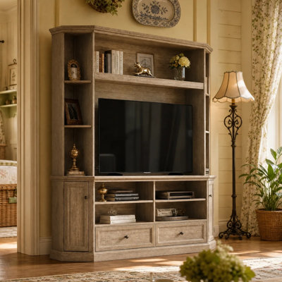 66.9"W X15.7"D X74.8"H Hexagonal Entertainment Cabinet