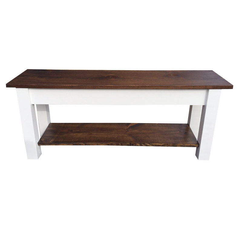 Mccardle Storage Bench, 17" H x 60" W x 12" D, Dark Walnut/White