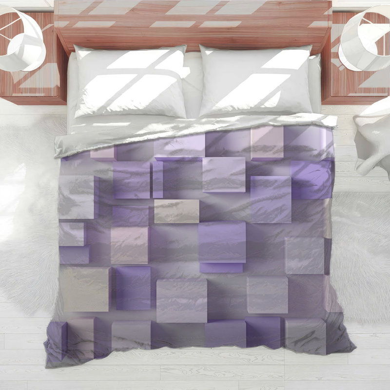 Purple Lilac Cubes Comforter, King