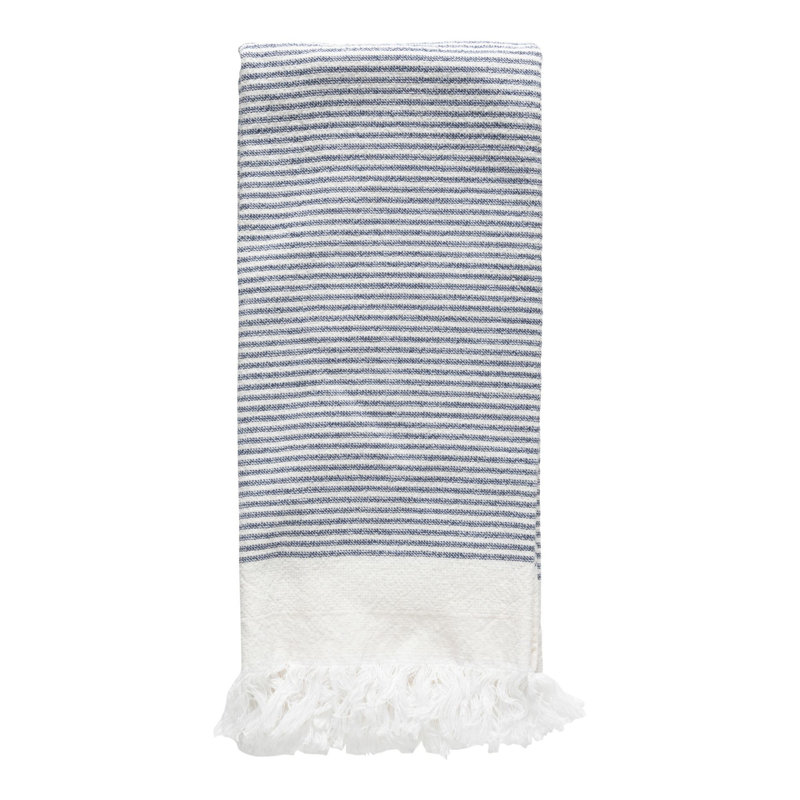 Terry Stripe Waffle Dish Cloth Kitchen Towel, White/Blueberry