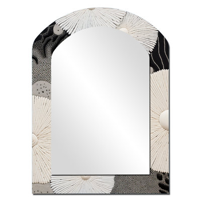 Miroir mural noir et blanc abstrait avec coraux gris