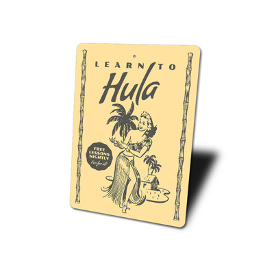 Panneau «Apprendre à Hula» en aluminium