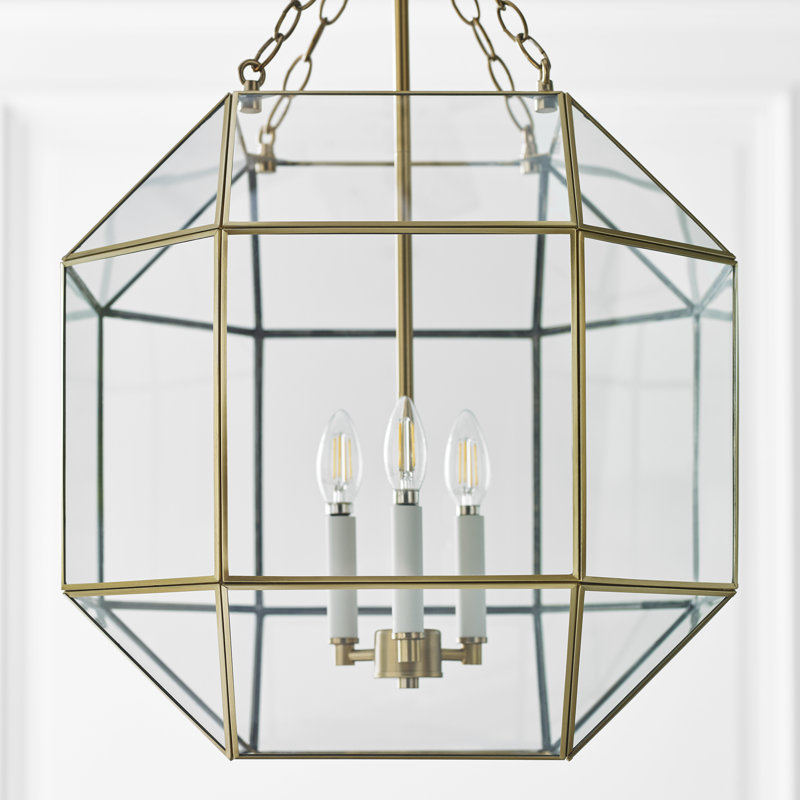 Morrison 3 - Light Pendant, 27.25" H x 18.5" W x 18.5" D, Satin Brass, Clear