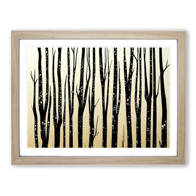Forest Splatter Vol.1 - Single Picture Frame Painting, 25cm H x 34cm W x 2cm D, Oak
