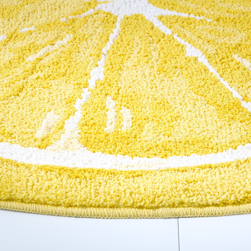 TOWN & COUNTRY PLAY Citrus Slice Lemon Half Circle Shaped Bath Mat, Yellow