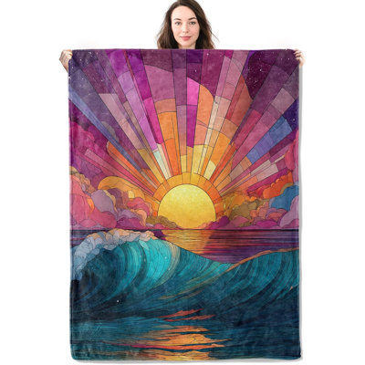 Jeté pour lit de canapé en verre teinté 60 x 80 po Ocean Sunrise