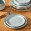 12 Pieces Dinnerware, Pocelain Round Plate, Dinner Plate, Dessert Plate And Bowl with Vertical Edge, Serve For 4 Person, Blue-584084414