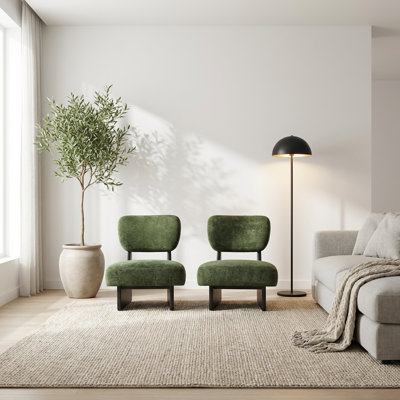 Ensemble de chaises longues Modern avec revêtement en polyester et base en bois robuste, ensemble de 2 chaises