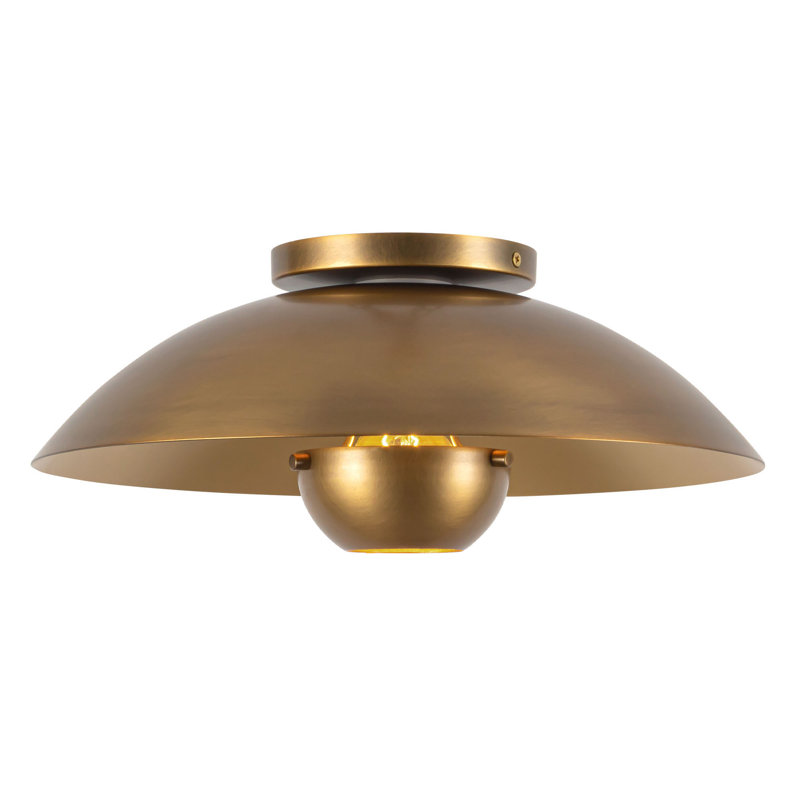 Umbra 14-in Black Semi-Flush Mount, Antique Brass, Steel