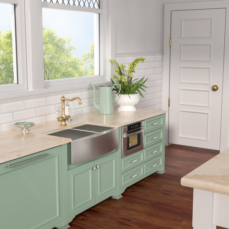 Farmhouse Apron Kitchen Sink Undermount Double Bowl 18 Gauge Stainless Steel Sink, 33"L x 20"W x 9"H