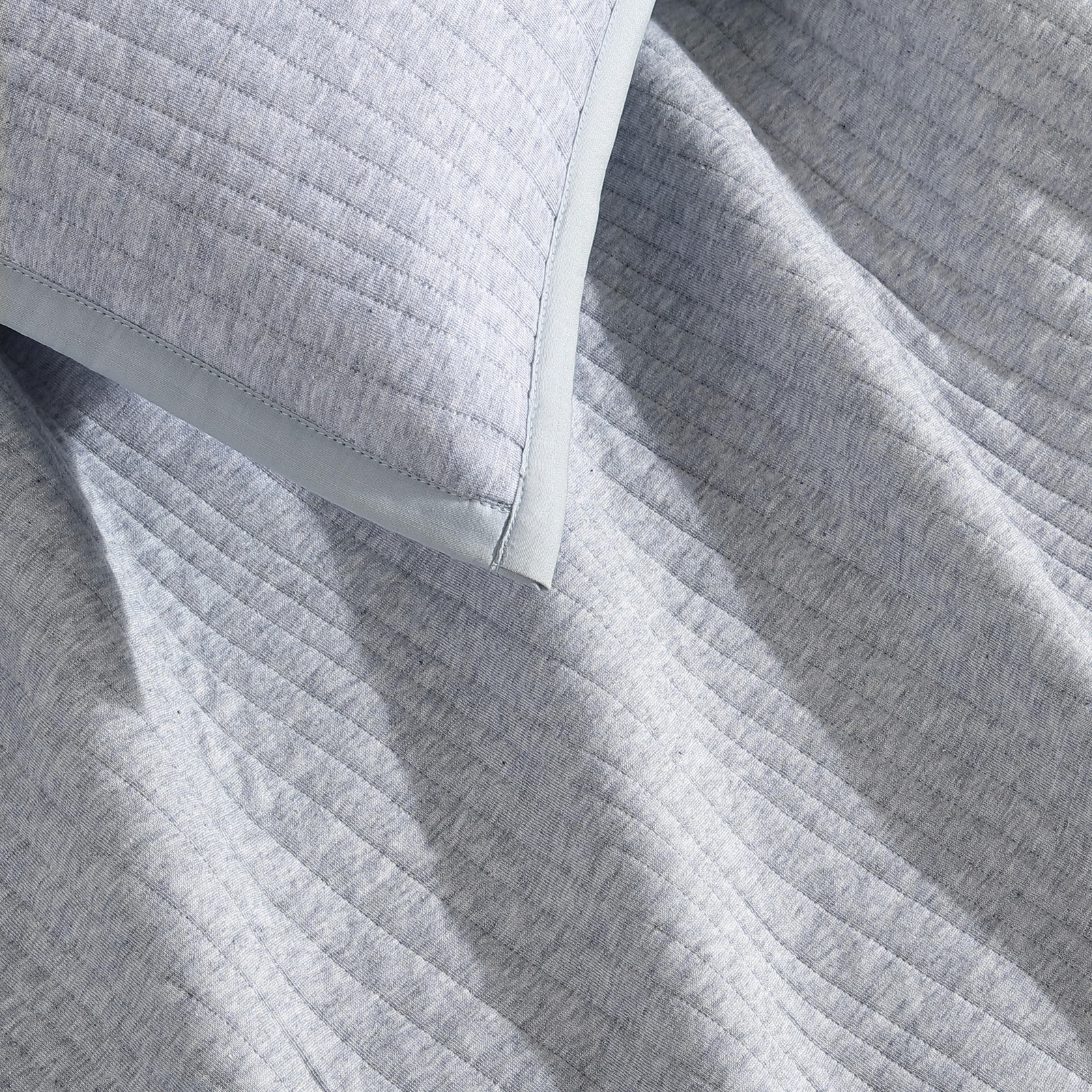 Cotton Duvet Cover Set, King Duvet Cover +  2 King Shams, Gray/Blue