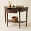 Console en demi-lune de style champêtre avec tiroir et tablette inférieure, table d'entrée pour salon, couloir ou hall d'entrée