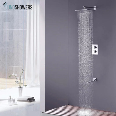 Matte Black Shower Faucet System with Thermostatic Valve and Multi-Setting Handheld Spray