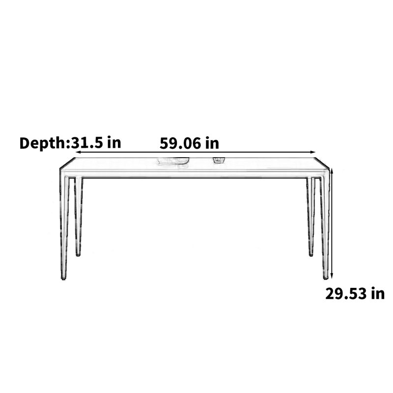 Light luxury simple rectangular retro rock table, 29.53"H x 59.06"L x 31.5"W