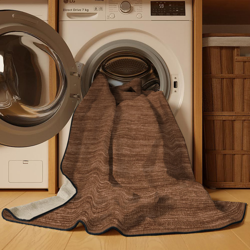 Tapis brun uni lavable à la machine, Carré 4 pi