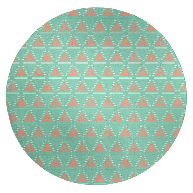 Chenille Geometric Indoor Rug, Round 5'
