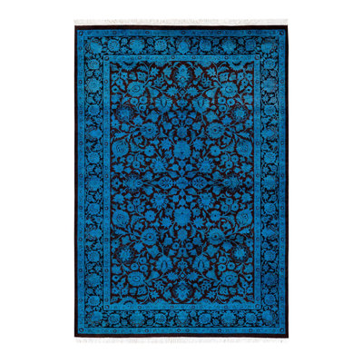 Tapis bleu noué à la main de conception unique Holsworth - bleu