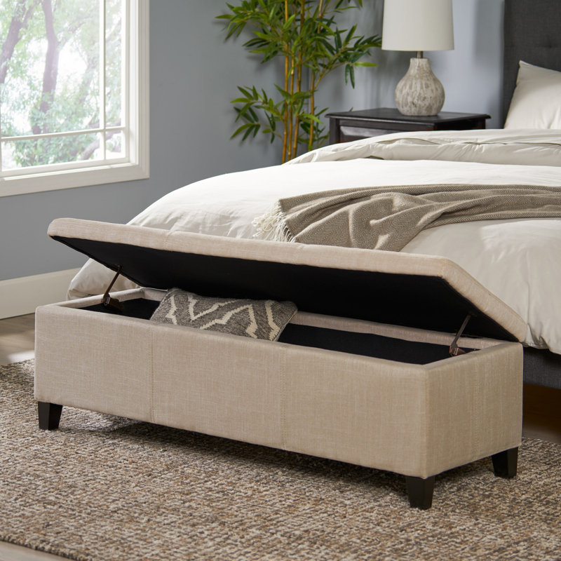 Banc de rangement rembourré Schmit, Beige, 16.25" H x 51.25" W x 17.50" D