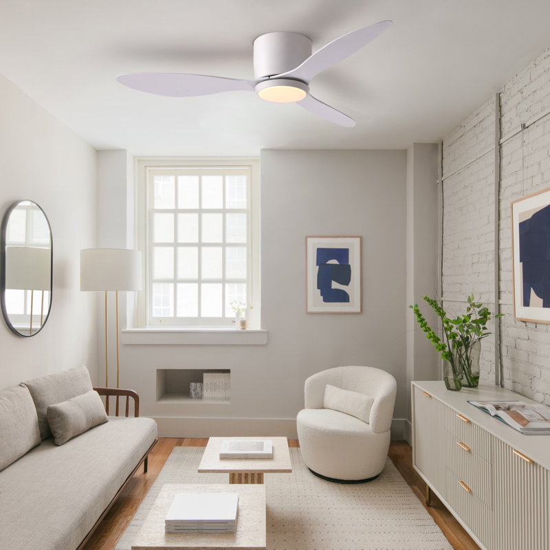 Jamarreon 42''/52'' Flush Mount Dimmable Ceiling Fan with LED Lights and Remote Control, 42''