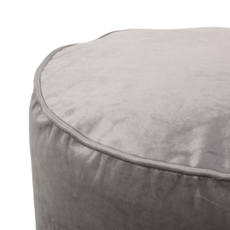 Shimon Cylinder Pouf, Stylish And Versatile Pewter Ottoman For Modern Home Decor And Comfortable Seating, Gray