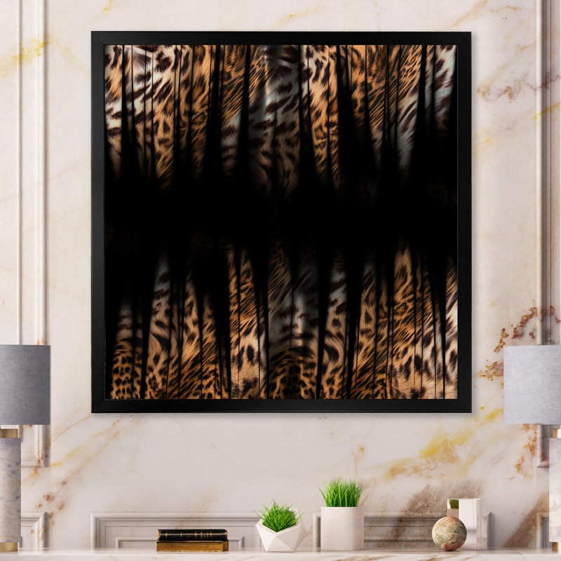 Léopard et tigre II - photographie, Impression noire sur toile encadrée, H 16 po x l 16 po x P 1 po
