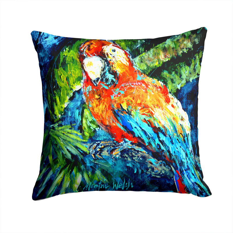 Coussin décoratif d’intérieur/d’extérieur yo yo maman perroquet, H 14 po x l 14 po x P 4 po