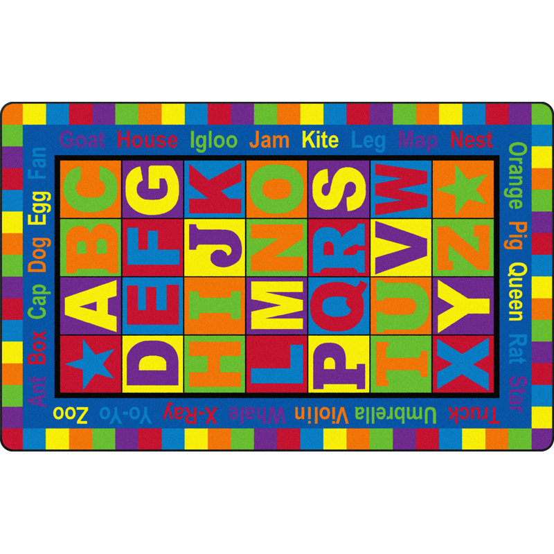 Tapis bleu / jaune / orange Berman, Rectangle 7 pi 6 po x 12 pi