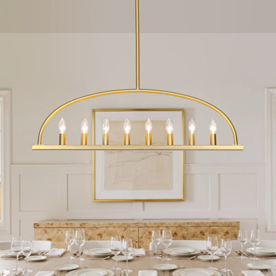 Lustre linéaire à 8 lumières de style bougie Ellipse Island