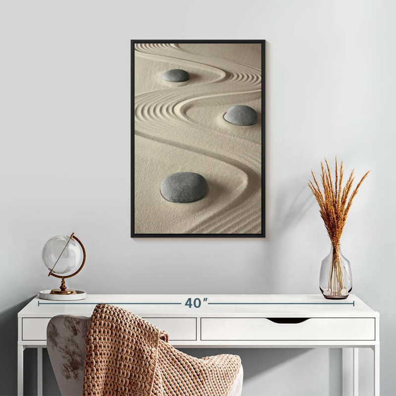 Zen Garden Balance, Cadre flottant noir, 17 po x 25 po