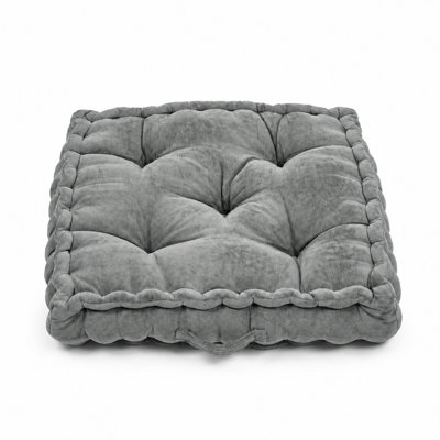 Coussin de sol surdimensionné en chenille capitonnée, fabriqué à la main, avec poignée latérale