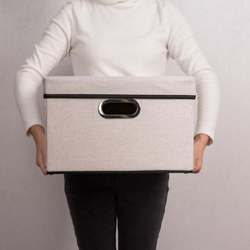 Brayden Studio Fabric Bin, Light Grey