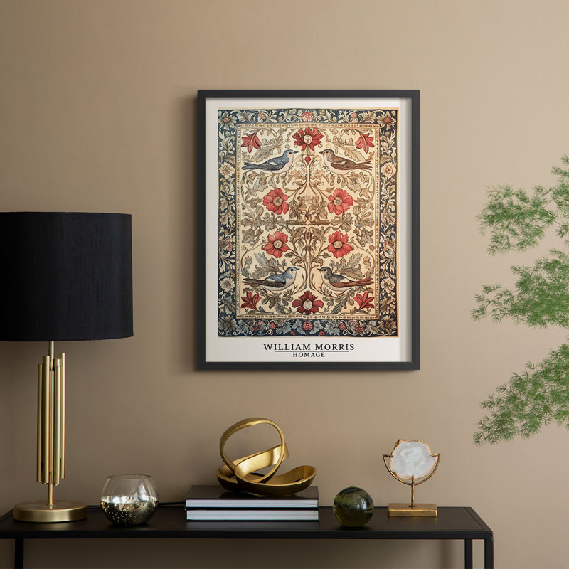 WM MORRIS Series CCCXCI Framed Print - Solid Wood, Noir, noir, noir, noir, H 11 po x l 9 po