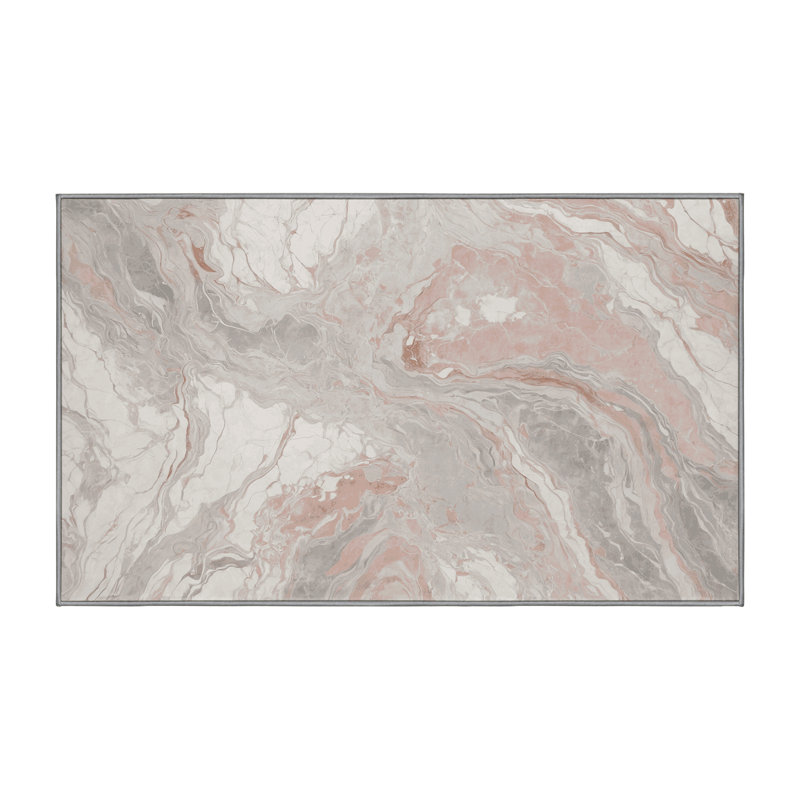 Machine Washable Gray Area Rug, Rectangle 6' x 9'